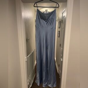 NWT Birdy Grey Lisa Matte Satin Dress in Dust Blue